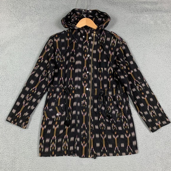 Free People Jackets & Blazers - Free People The Ikat Jacket Women's XS Black Hooded Unlined Oversized Fit Parka